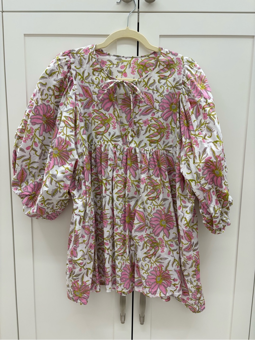 Girls' Floral Pink Peasant Top